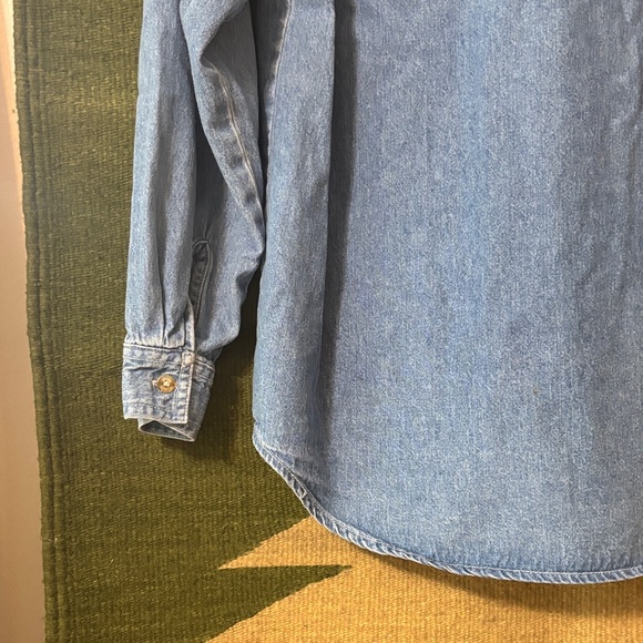 Women’s vintage Denim Shirt with Christmas village Embroidered Design - Picture 10 of 16